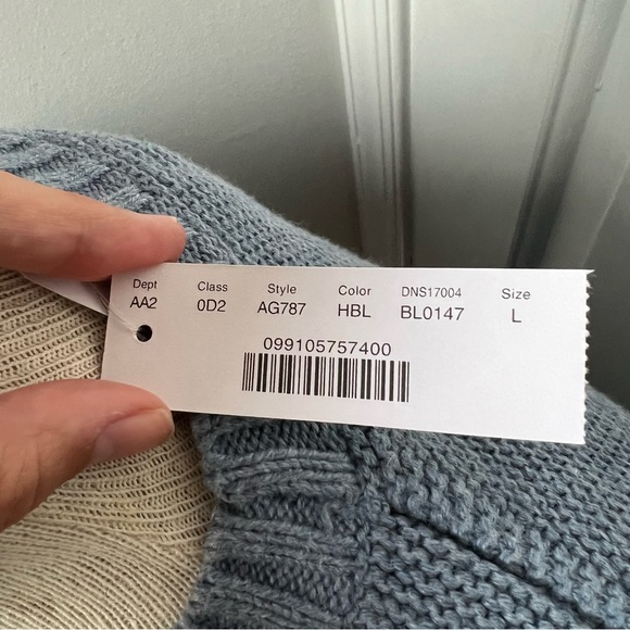 J.Crew Organic 100% Cotton Crewneck Sweater Garter Stitch Slate Blue Heather - Picture 4 of 5